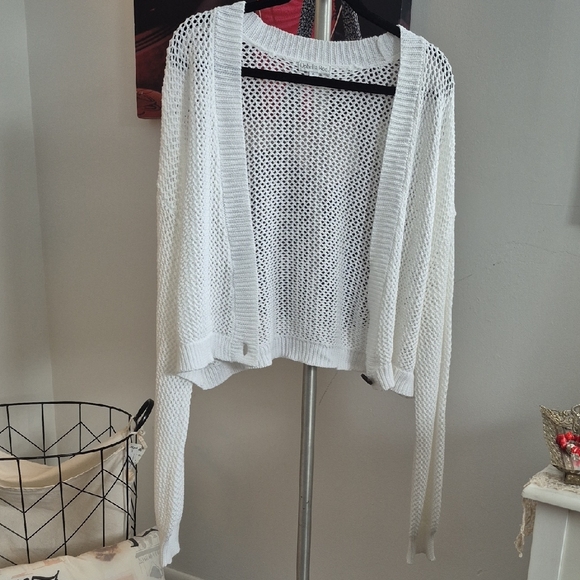 Elegant White Women's Cardigan - Picture 3 of 4